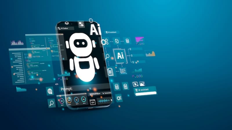 AI Artificial Intelligence technology for data analysis, research, planning, and work generate. AI assistant dashboard on smartphone. Technology smart robot AI agents and agentic workflows.