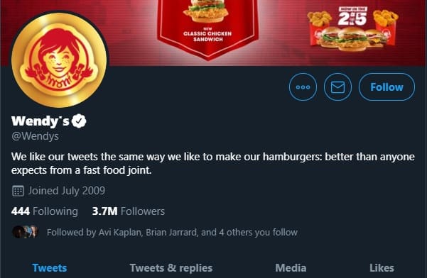 Reputation management example by Wendy's