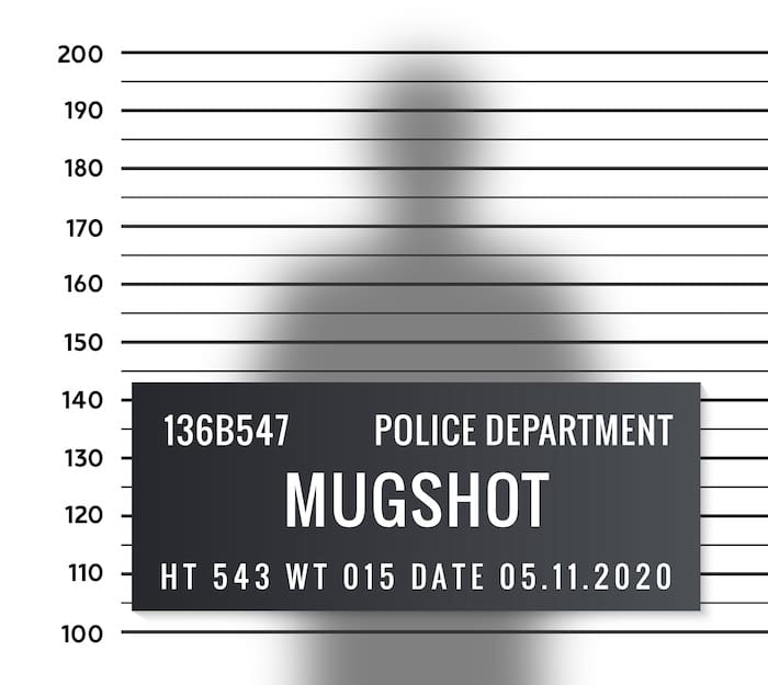 Mugshot mockup to help answer the question, "Are all mugshots public record?"