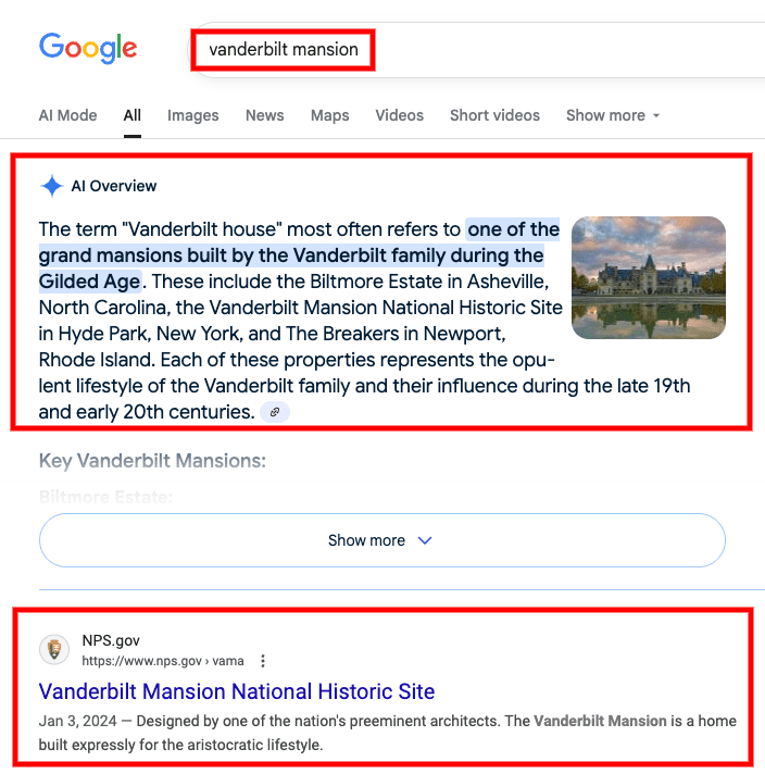 AI summary on Google.