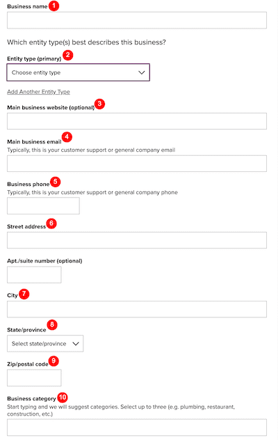 The BBB accreditation application form.