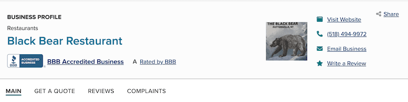 A highly rated business on the BBB.